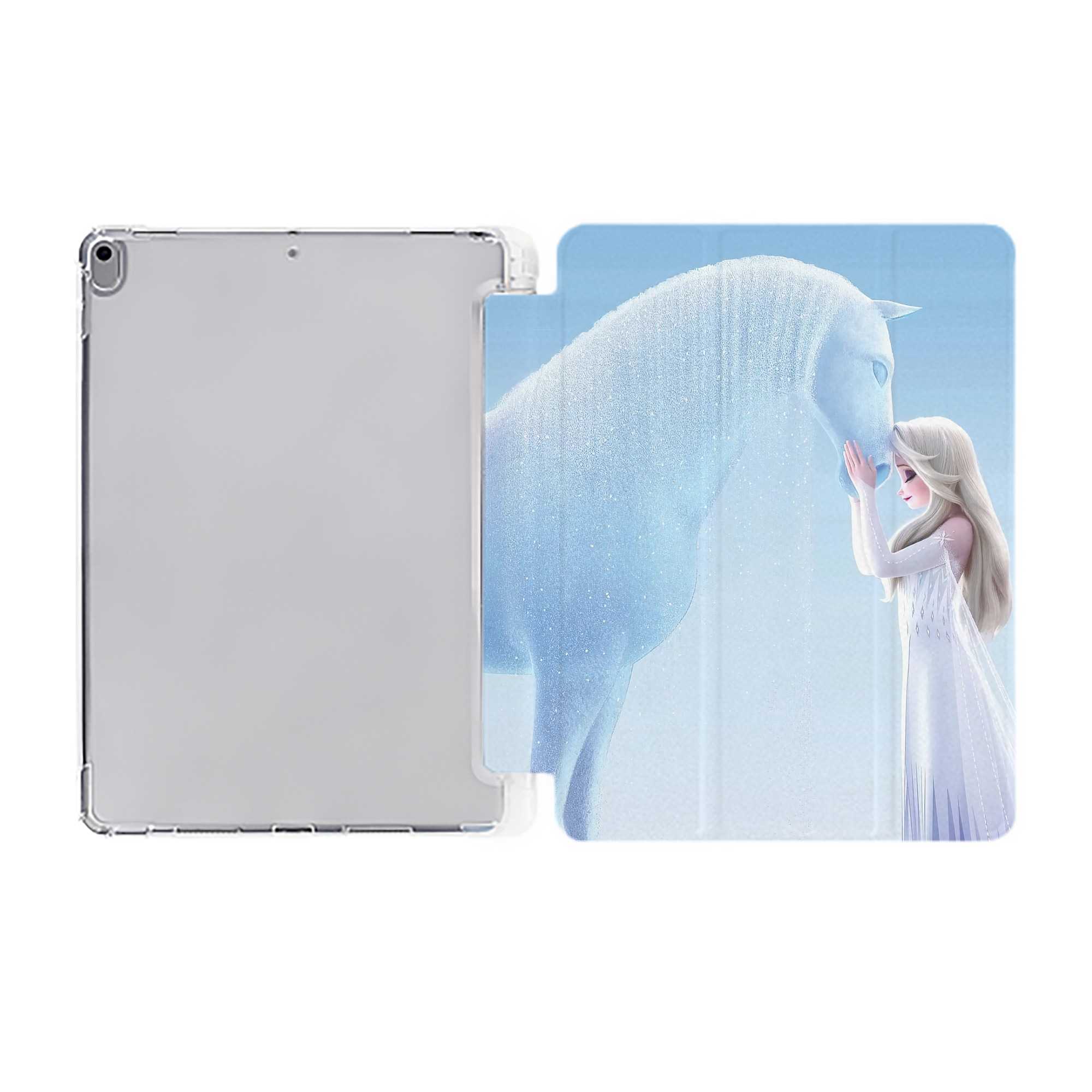 （画像用） アナと雪の女王 アンナ エルサ Frozen Anna Elsa IPad ケース ペン収納付き 三つ折りスタンド PUレザー×シリコン 対応機種9.5/10.5/10.9インチ